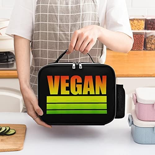 Веганская чанта за Обяд Кожена Чанта-хладилник за Обяд с Подвижна дръжка и Странични джоб