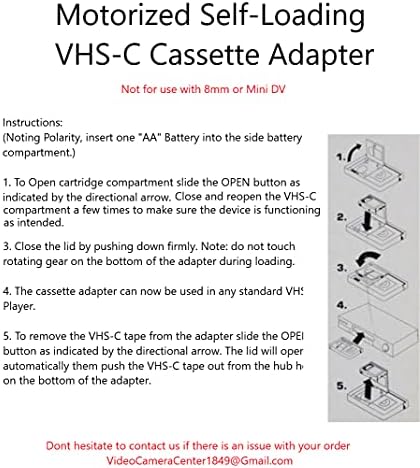 Адаптер с моторизираната кассетой VHS-C, За да JVC C-P7U, CP6BKU C-P6U, Panasonic PV-P1, RCA VCA115 + 1 VCC113