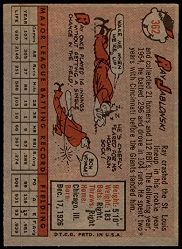 1958 Topps 362 Рей Яблонски Сан Франциско Джайентс (Бейзболна картичка), БИВШ Джайентс