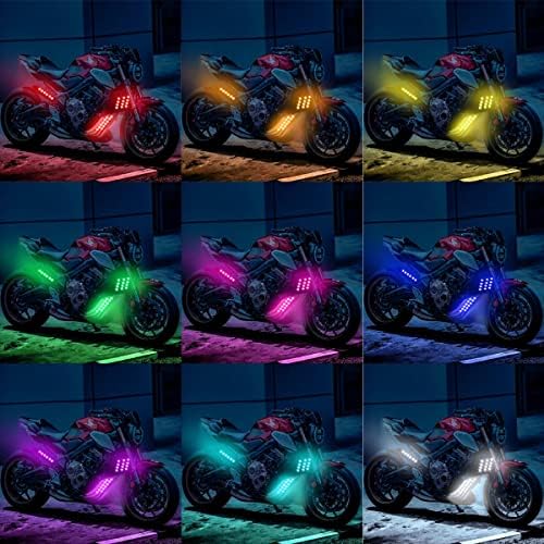 12 Бр. Комплекти светодиодни лампи за мотоциклети, Управление на приложението, Многоцветни Водоустойчиви led