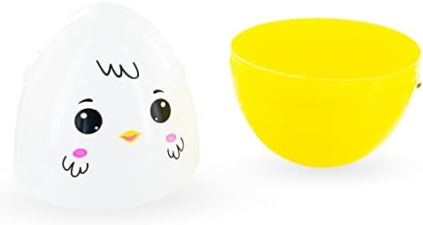Гигантски Пиле Размер Jumbo Бяло-Жълто Пластмасово Великденско яйце 10 инча