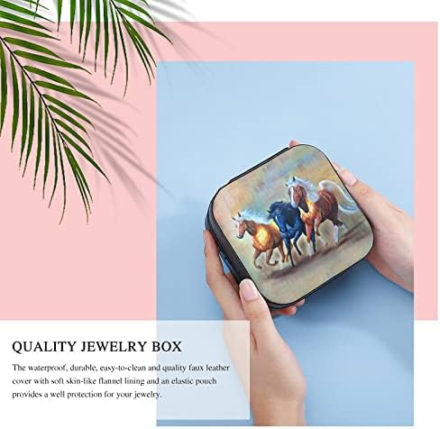 Пъстри Коне Картини, Кутии За Бижута, Изкуствена Кожа Портативен Дисплей Кутия За Съхранение на Притежателя Мини Торбичка за Подарък Жени