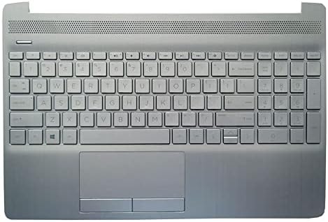 Английска клавиатура за лаптоп, Съвместима за HP 15S-DU 15S-DY 15-DW TPN-C139 15-dw0046nr 15-DW0446NZ Клавиатура с американската подредбата със стойка за ръце (с тачпадом)