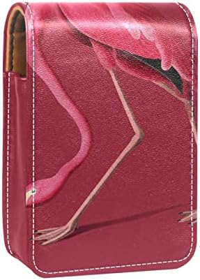 Розово Титуляр за Червило за грим с Птицата Фламинго, Калъф за работа на Открито Мини-Червило с Огледало, Пътен Калъф за Червило