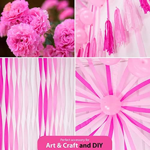 8 Опаковки роли на розови и бели ленти от крепированной хартия, цената на 656 метра, опаковане ленти за декорация