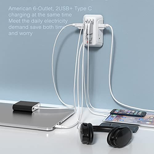 Мрежов филтър Smartbitt Power Strip - 6 ключове, 2 USB порта-A и 1 порт USB-C, бял - удължителен кабел за захранване