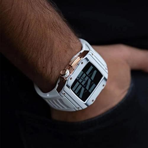 CZKE Калъф, изработени от въглеродни влакна в спортен стил, моден Комплект за Apple Watch 7 45 мм, лесен каишка за iWatch