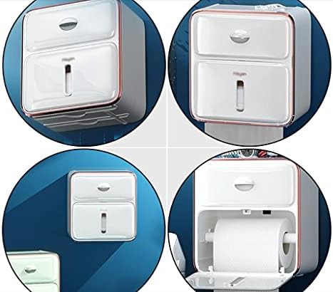Кутия за салфетки RENSLAT за баня без перфорация, кутия за салфетки, калъф за съхранение на ролка хартия (бял) (Цвят: бял, размер: както е показано на фигурата)