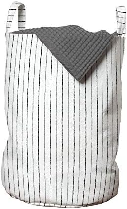 Gatefold Шарени Чанта за дрехи, Тънки черни и сиви ивици на бял фон, черно-бели Вертикални линии, Кошница