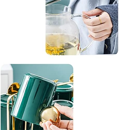 ZLXDP Чай От устойчиви на топлина Стъкло, Чай Комплект за Дневна, Домашен Скандинавски Следобеден Чайник с Цветя