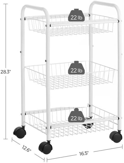 ZCMEB 3 нива Кухненска количка количка с дръжка на Количка за Кухненски шкаф в Банята Бял Черен (Цвят: D, размер: 28,3 см * 16,5 cm)