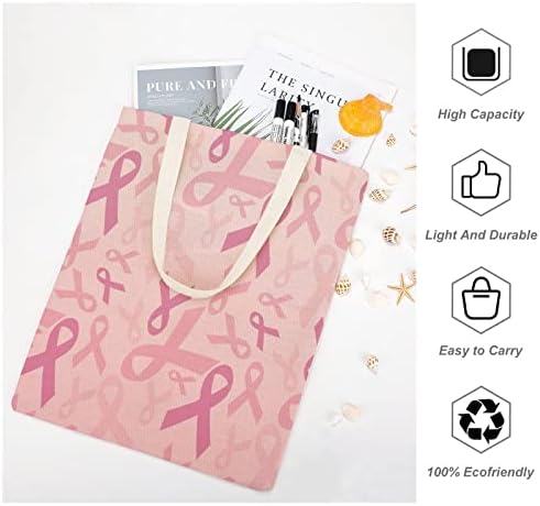 Розова Информираността за Рака на гърдата Многократна употреба на Големи Холщовые Чанти-Лотария Чанта През Рамо за Хранителни стоки Пазарски Чанти за Ежедневно И?