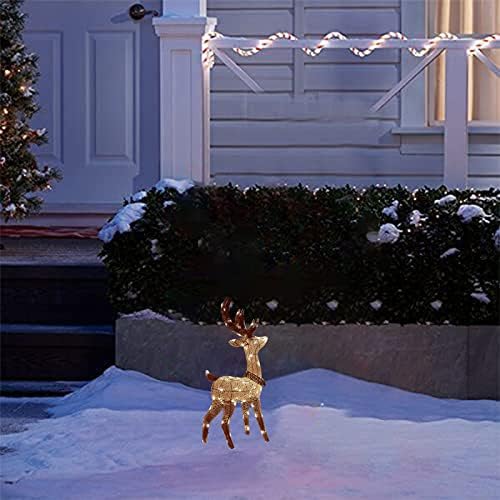 Ke1Clo Коледен Пламнал Елен с led подсветка, Окото Декорации във формата на Елен, Водоустойчив Светещи Декор във