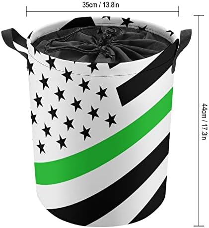 Зелена Тънка Линия Флаг на САЩ Кошница За Дрехи На съвсем малък кош За Съхранение на Бельо Голяма Кошница-Органайзер