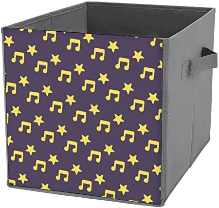 Жълти Сгъваеми Кутии За съхранение от Изкуствена Кожа с Музиката и Звездите, Холщовая Кошница-Органайзер под формата на