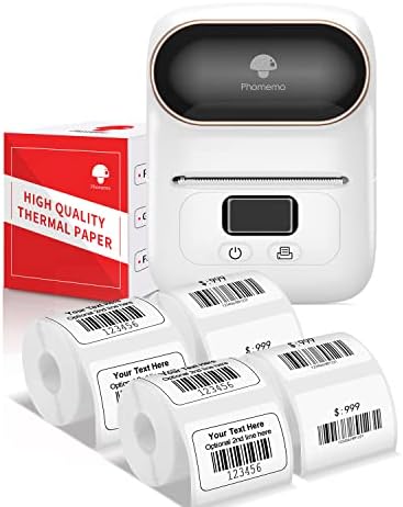 Термопринтер Phomemo-M110 с три кутии на етикети 40 × 30 mm, Портативен Bluetooth принтер за етикети за маркиране,