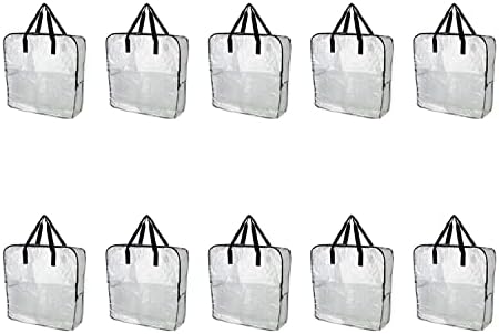 Опаковка от 10 Много Големи Прозрачни Чанти за съхранение на дрехи, Торби за рециклиране, Чанти За защита От влага, Шкаф за Спалня, тежка рамка Чанта За съхранение с Ц