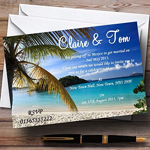 Персонални Покани за Сватба Palm Tree Beach в чужбина