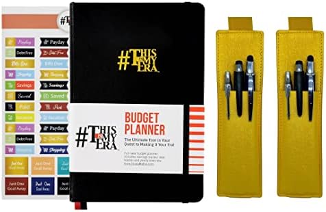Бюджетен планер This Is My Era и държач за химикалки с ластик (черен, 1 Икономичен notepad + Жълт, 1 държач за моливи)