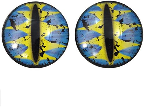 Големи 40-миллиметровые Драконови очи в Сини и Жълти Кабошонах, Покрити със Стъкло, за Фантастични художествени