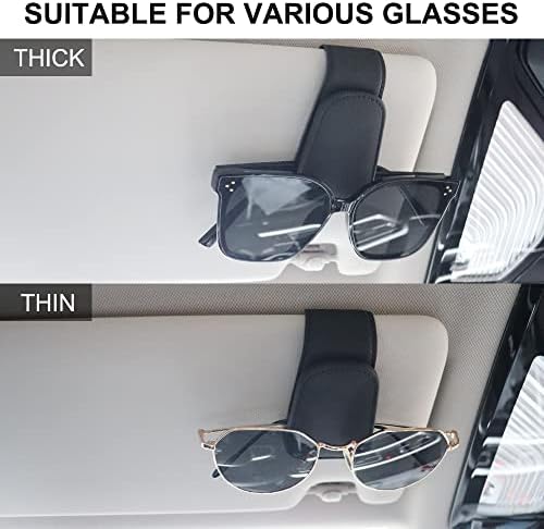 SUNCARACCL2 БР. Държач за слънчеви очила за автомобилния козирка, Магнитен Кожена Скоба за чаши за кола, Подходящ за точки