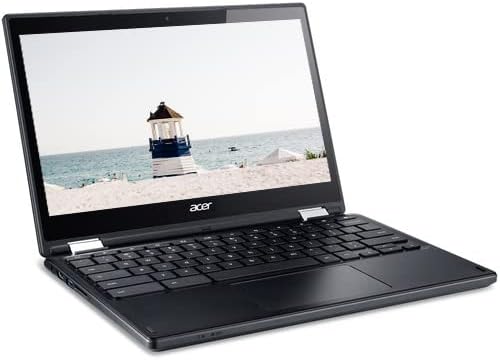Хромбук Acer Premium с мек покрив 2 в 1, 11-инчов сензорен екран HD IPS процесор Intel Celeron N с честота до 2,08 Ghz, 4 GB ram, 80 GB памет (64 GB SD + 16 GB SSD), свръх бърз Wi-Fi, Chrome OS (обновена)