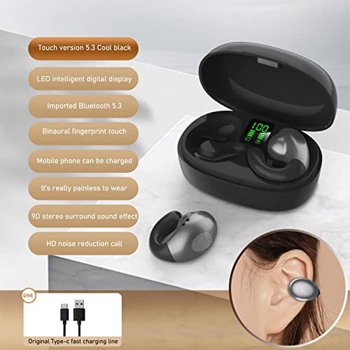 Безжични Слушалки, Bluetooth-Втулки, Слот Bluetooth Слушалки 5.3, Спортни Слушалки, Отворени Слушалки с управление на пръстите, ушите, с Hi-Fi звук, Слушалки-шумоподавители за съ