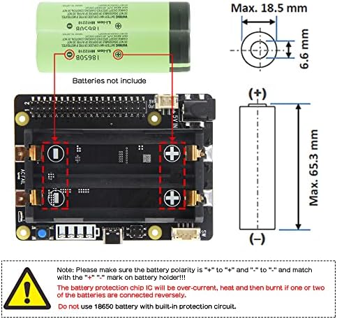 UPS Geekworm Raspberry Pi с адаптер на захранване, UPS X728 (Макс 5.1 В 6A) 18650 и плащане, управление на захранването + захранващ