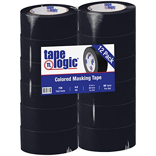 Tape Logic 2 инча x 60 ярда, Цветно тиксо с общо предназначение, черна, опаковка от 12 броя - Отлично подходящ за дома, офиса, декоративно-приложното изкуство, Направи си сам,