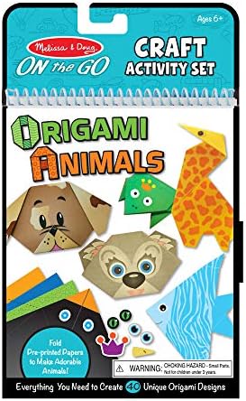 Комплект за творчество на Melissa & Doug Животни Оригами по пътя - 38 Стикери, 40 Листа Хартия за оригами - Пътни, Декоративно и приложно изкуство за деца на възраст от 5 годин