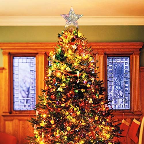 Topper STOBOK Christmas Tree Star Topper-Сребърна Звезда за украса на Коледната елха, 25 x 30 см