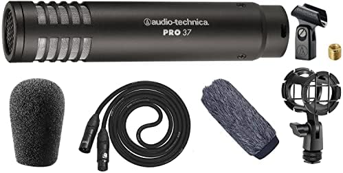 Audio-Technica PRO 37 Кардиоидный Кондензаторен микрофон с малка бленда, микрофон-пушка за кино и телевизионно излъчване,