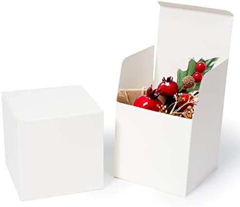 Shallive 4x4x4 Инча 100 бр Бели Малки Кутии Подаръчни кутии с капаци за Декорация на Хартиени Подаръчни кутии за Чаши