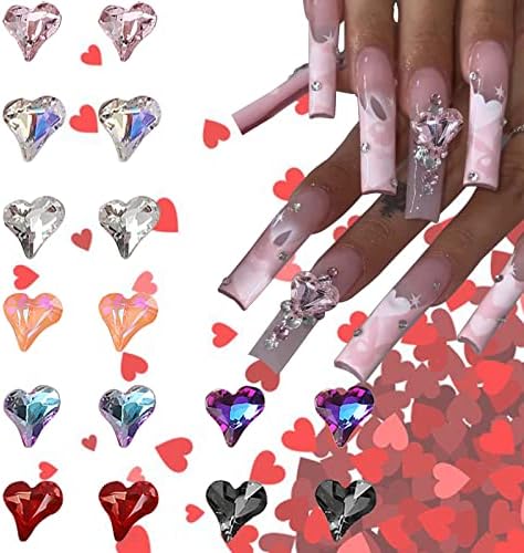 Кристали за дизайн на ноктите, скъпоценни камъни, висулки за акрилни нокти, 3D сърца, за да проверите за дизайн