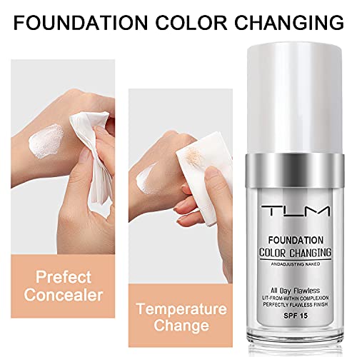 Тонален крем за грим TLM, което променя цвета си, Безупречен Тонален крем с SPF Beauty Lightweight Hide Течна Основа