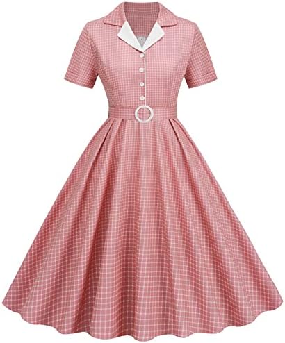 Ежедневни рокли за жени на 1950-те Години, Винтажное Рокля-люлка с V-образно деколте и Ревери, Еластично Вечерна Рокля