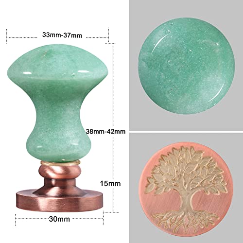 Amogeeli Комплект от 2 Кварцови Розови и Зелени Авантюриновых камъни, Класически Восъчен Печат, Комплект Дръжки за Печати,