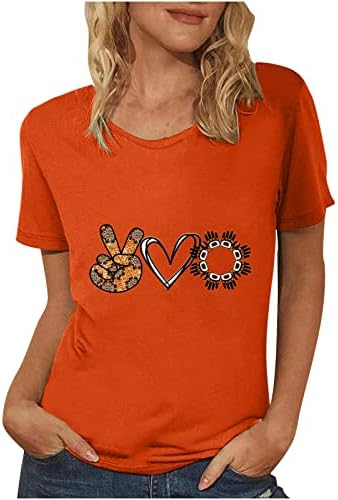 Изгорени Оранжеви Тениски с Кръгло деколте за Момичета, Къс Ръкав, Love Любовник, Графичен Обяд, Кавайная Блуза, Риза, Дамски 2023 IU XL