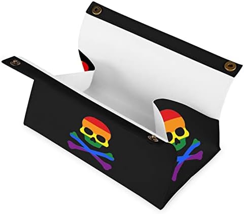 Знаме на гей-Прайда е Череп С Кръстосани Кости Капак Кутии за Салфетки От Изкуствена Кожа Притежателя Кутии За