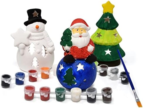 Комплект от 6 Керамични Коледни Фигурки на Дядо Коледа, Снежен човек, Елха, Комплект за Рисуване, Неокрашенная Керамика,