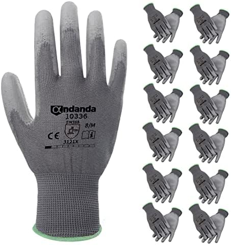 Предпазни работни Ръкавици ANDANDA от няколко пакета, Работни ръкавици от непрекъсната трикотаж с антиоксидантна полиуретанова
