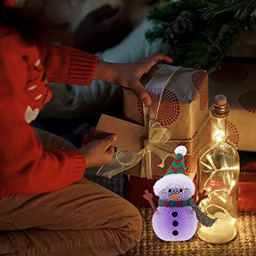 Minkissy LED Снежен човек Светва, 2 елемента Коледни Фигурки на Снежен човек С Подсветка Снежен човек Лампа Коледна