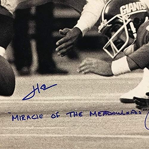 В рамка с автограф / Подписите на Герма Едуардс и Джо Писарчика с надпис Miracle at the Meadowlands Футболно снимка 16x20 JSA