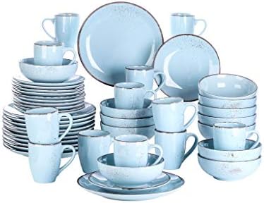 Набор от места за хранене чинии от керамични гранитогрес SXNBH Blue от 48 теми, включващи Обеденную чиния, Малка чиния, Купа