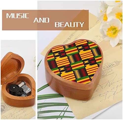 Африкански Племенни Печатни Дървени Музикални Кутии Реколта Музикална Ковчег с Надпис Сърце Подарък за Коледа,