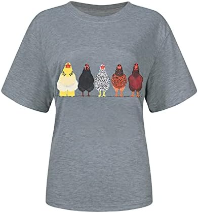 Женска тениска със Забавна пилешко месо, Върхове с кръгло деколте и Къс ръкав, Всекидневни Пуловер, Мека Свободна