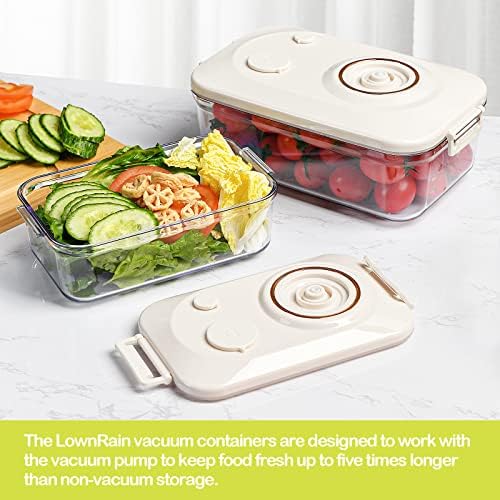 Вакуум контейнер за съхранение на храна LownRain с електрическа вакуумна помпа, която не съдържа BPA, различни размери за запазване на свежестта на продуктите (комплект