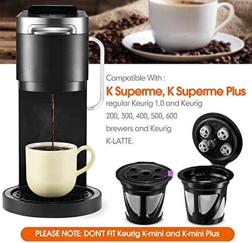 Многократно чаша K, 2 капсули за Многократна употреба K cup Pod с 5 дупки за кафе дейци Keurig K Supreme и K Supreme Plus, съвместими с посочените кафемашини Keurig 2.0 и 1.0 (2 опаковки)