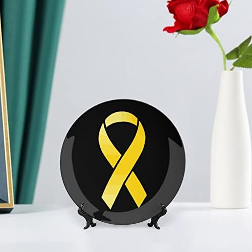 Жълта Лента Медицински ХИВ Забавен Костен Порцелан Декоративна Чиния Кръгли Керамични Плочи плавателни съдове с