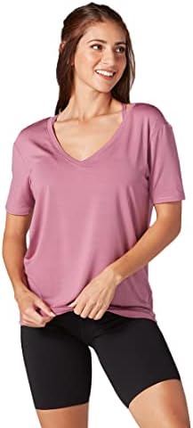 Женска тениска Tavi с V-образно деколте – Дамска риза с къс ръкав, Всекидневни Основен Топ, Класическа тениска за жени, отличава със спокойна